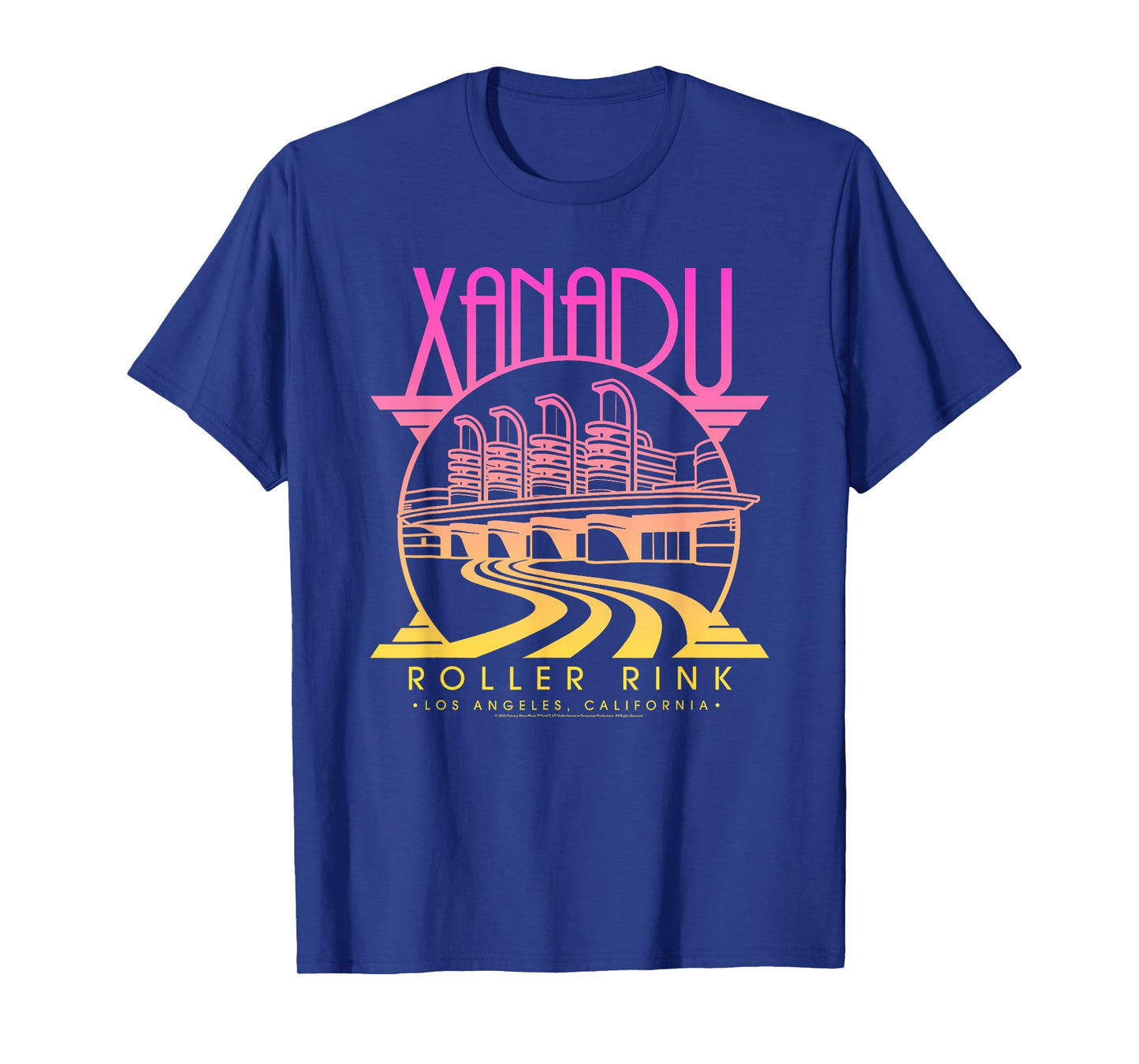 Olivia Newton-John Xanadu Roller Rink Pink Yellow Fade Logo T-Shirt