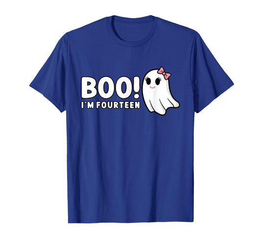 Boo Im Fourteen Cute 14 Year Old Girl Ghost Halloween B Day T-Shirt