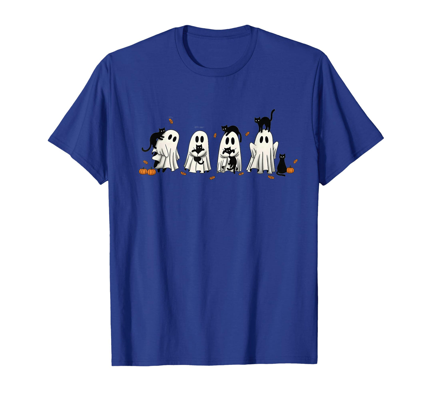 Halloween Black Cat and Ghost Spooky Season Cute Autumn T-Shirt