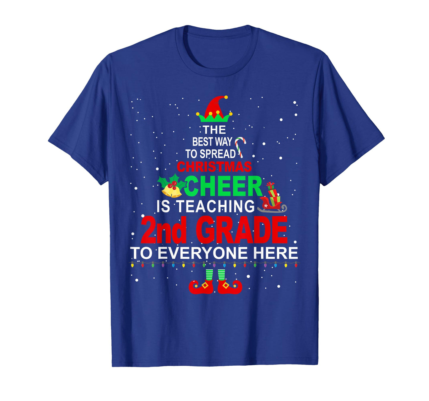 2nd Grade Teacher Christmas Shirt - Elf Christmas Cheer T-Shirt for Men Women