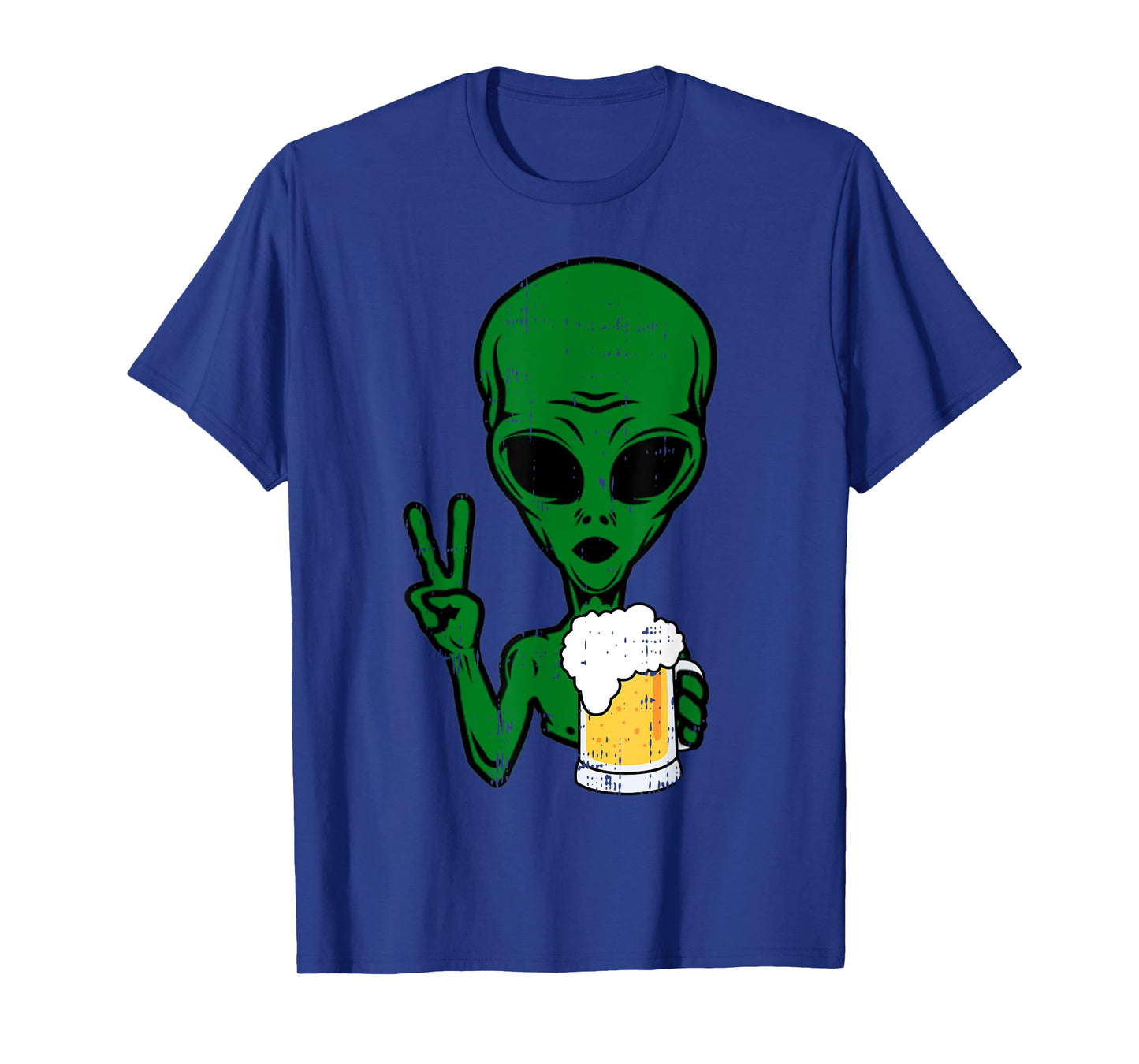 Area-51 Alien Beer Peace Sign Lazy Drinking Halloween Gift T-Shirt