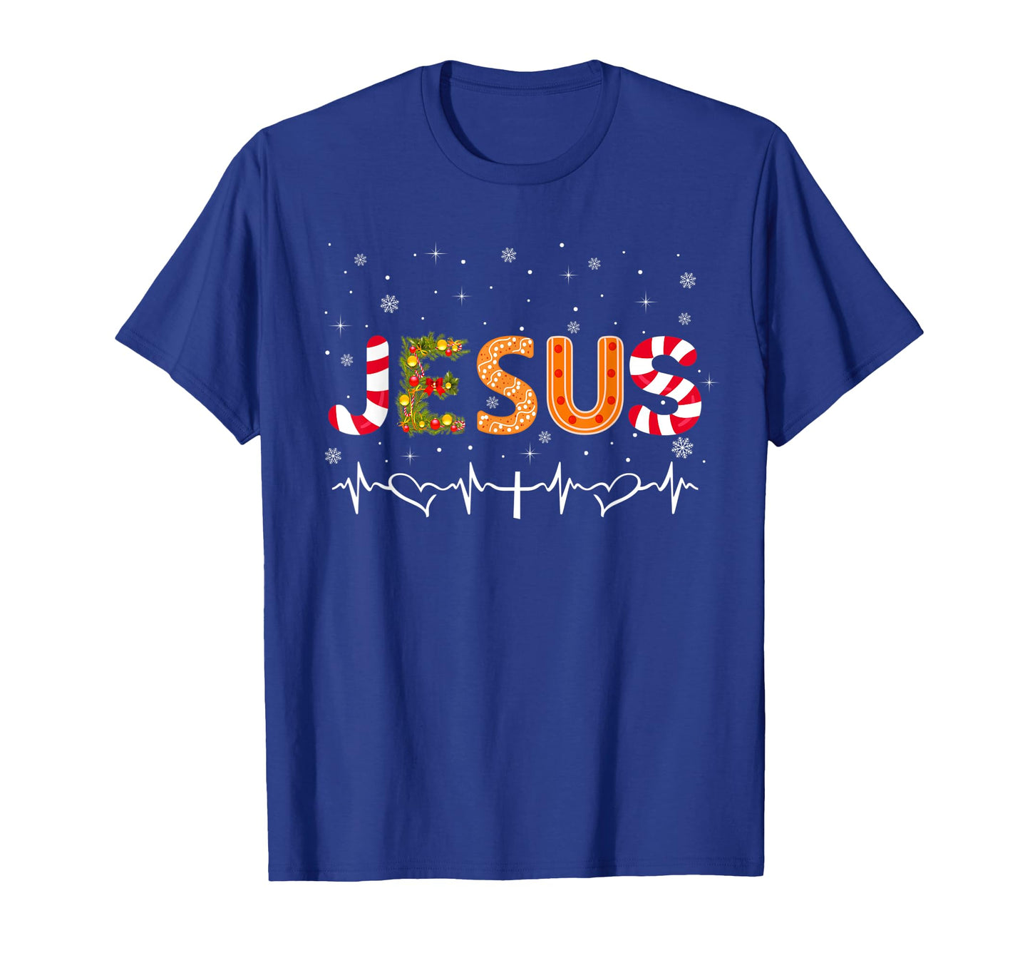 Jesus Heartbeat Christ Christian Candy Cane Christmas Lights T-Shirt