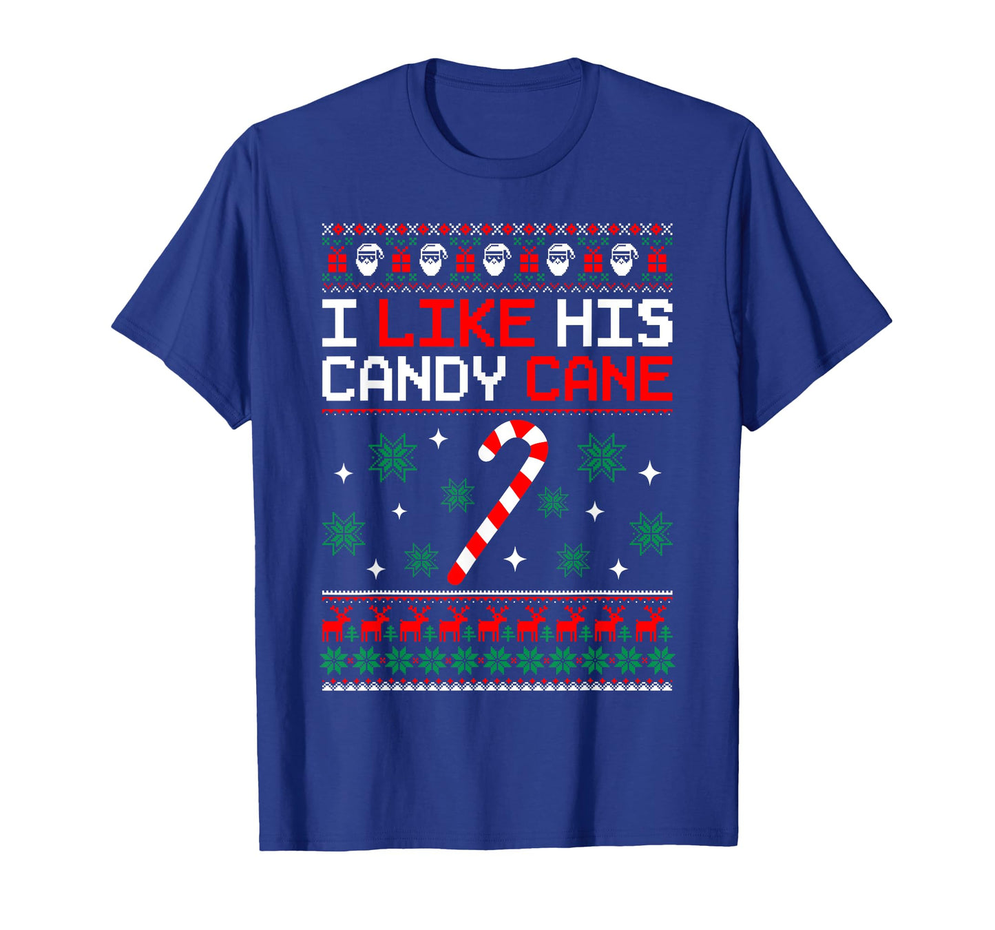 Merry Xmas Funny Couples Christmas Matching I Like His Candy Cane Black Unisex-Adults Small Crew Neck T-Shirt
