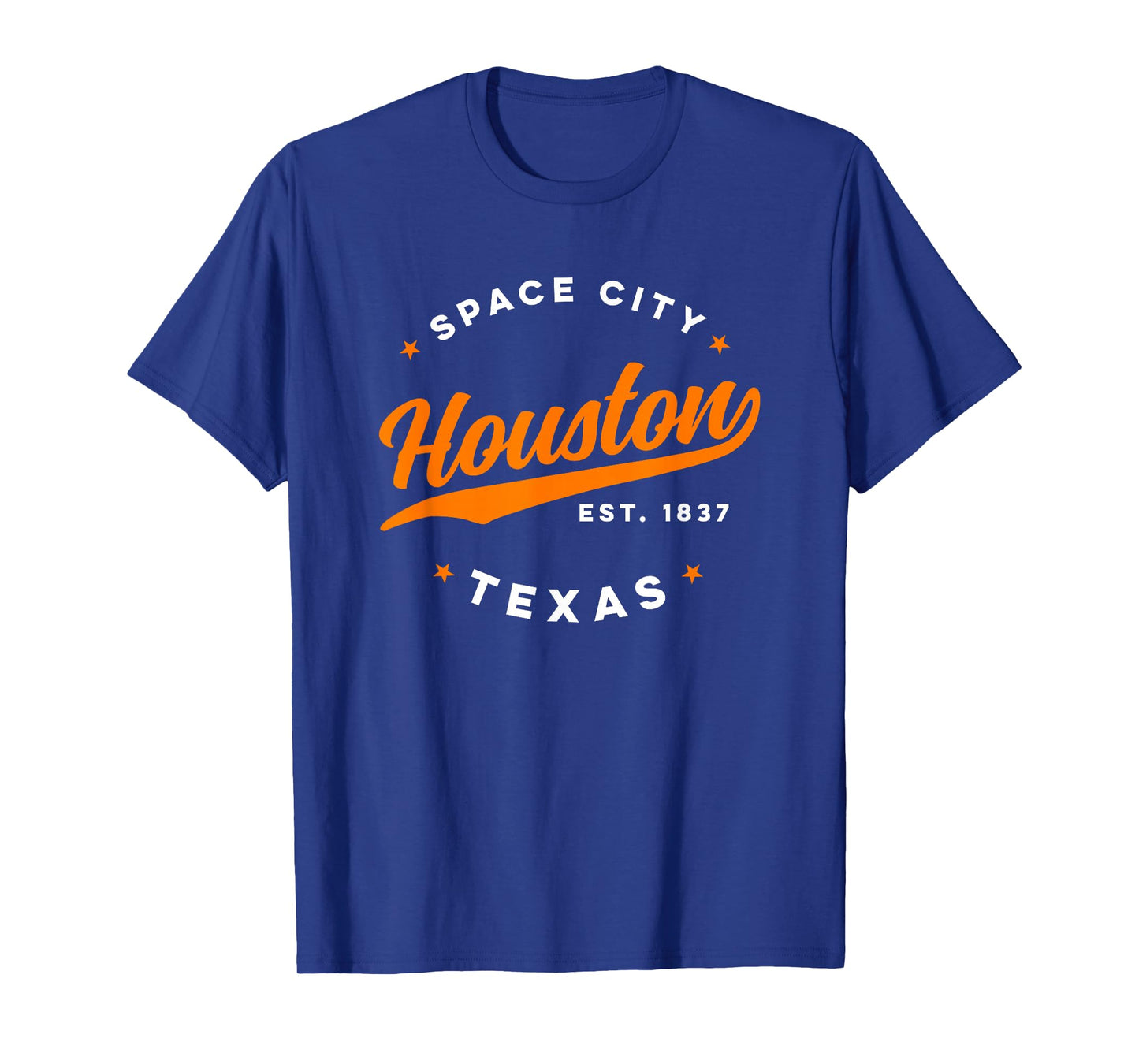 Vintage Houston Texas Space City Orange Text T-Shirt