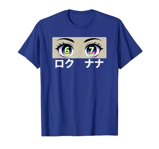 Fun Six Seven Meme 6 and 7 in Japanese Anime Eyes T-Shirt