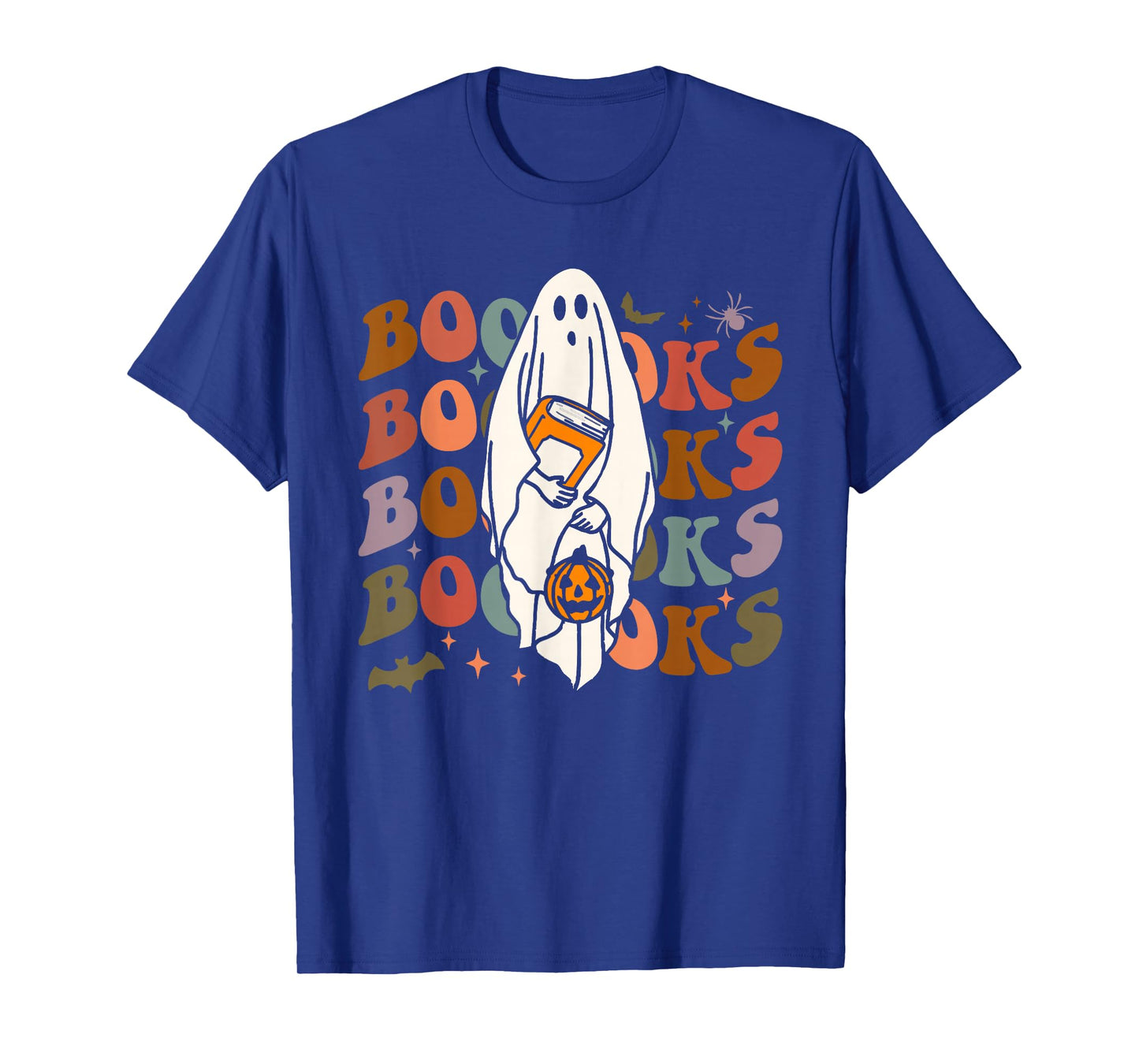 Booooks Ghost Halloween Groovy Vintage Teacher Book Reading T-Shirt