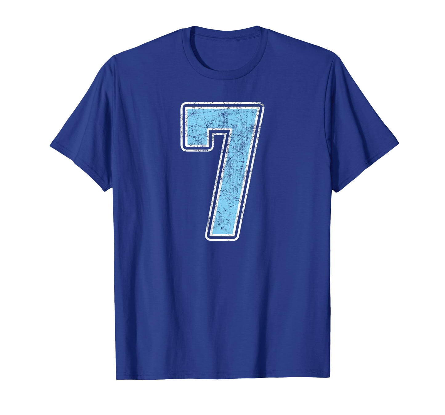 Baby Blue White Number 7 Jersey Player Uniform #7 T-Shirt