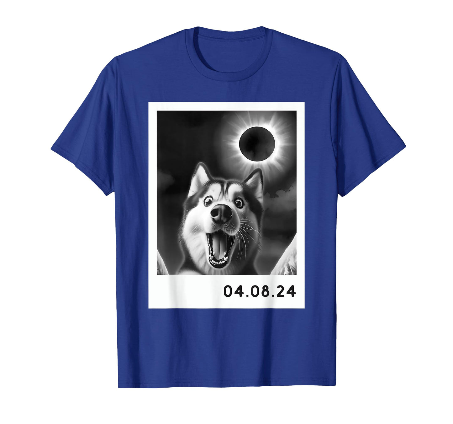 Solar Eclipse 2024 Totality Siberian Husky Taking a Selfie T-Shirt