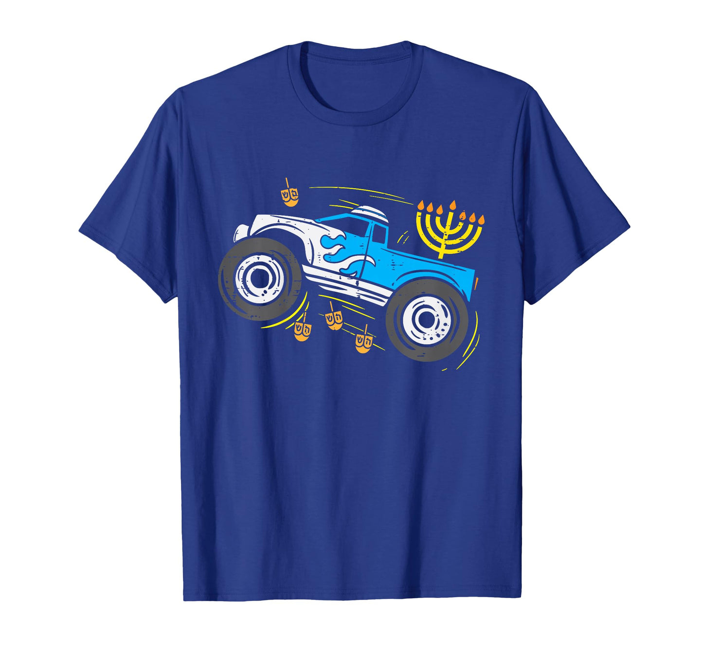 Kids Monster Truck Menorah Dreidel Toddler Boys Hanukkah Kids T-Shirt