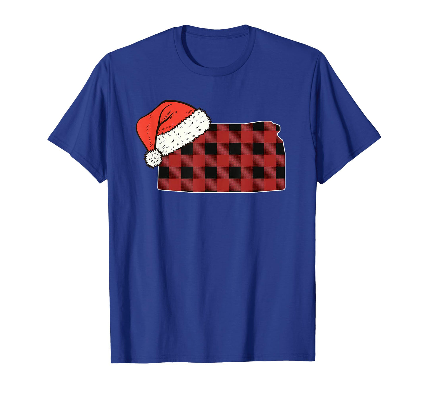 Kansas Plaid Christmas Santa Hat Holiday Matching Design T-Shirt