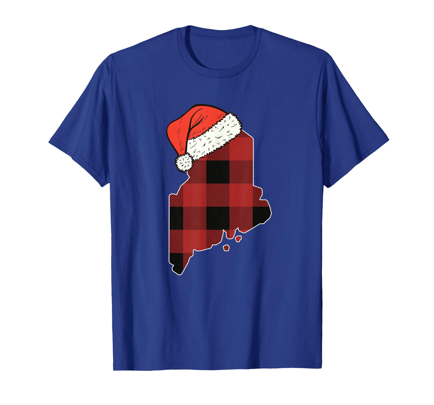 Maine Plaid Christmas Santa Hat Holiday Matching Design T-Shirt