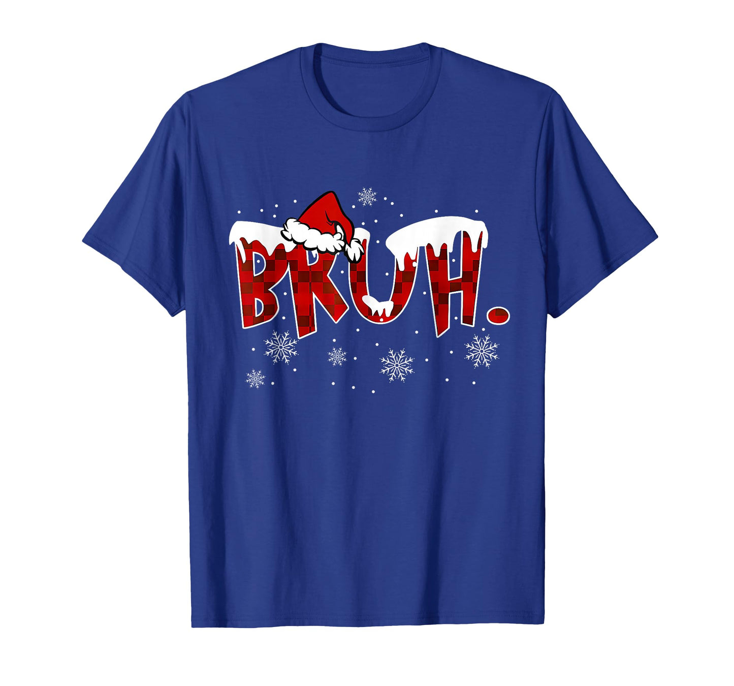 Bruh Christmas Red Plaid Funny Family Teens Boys Kids Xmas T-Shirt