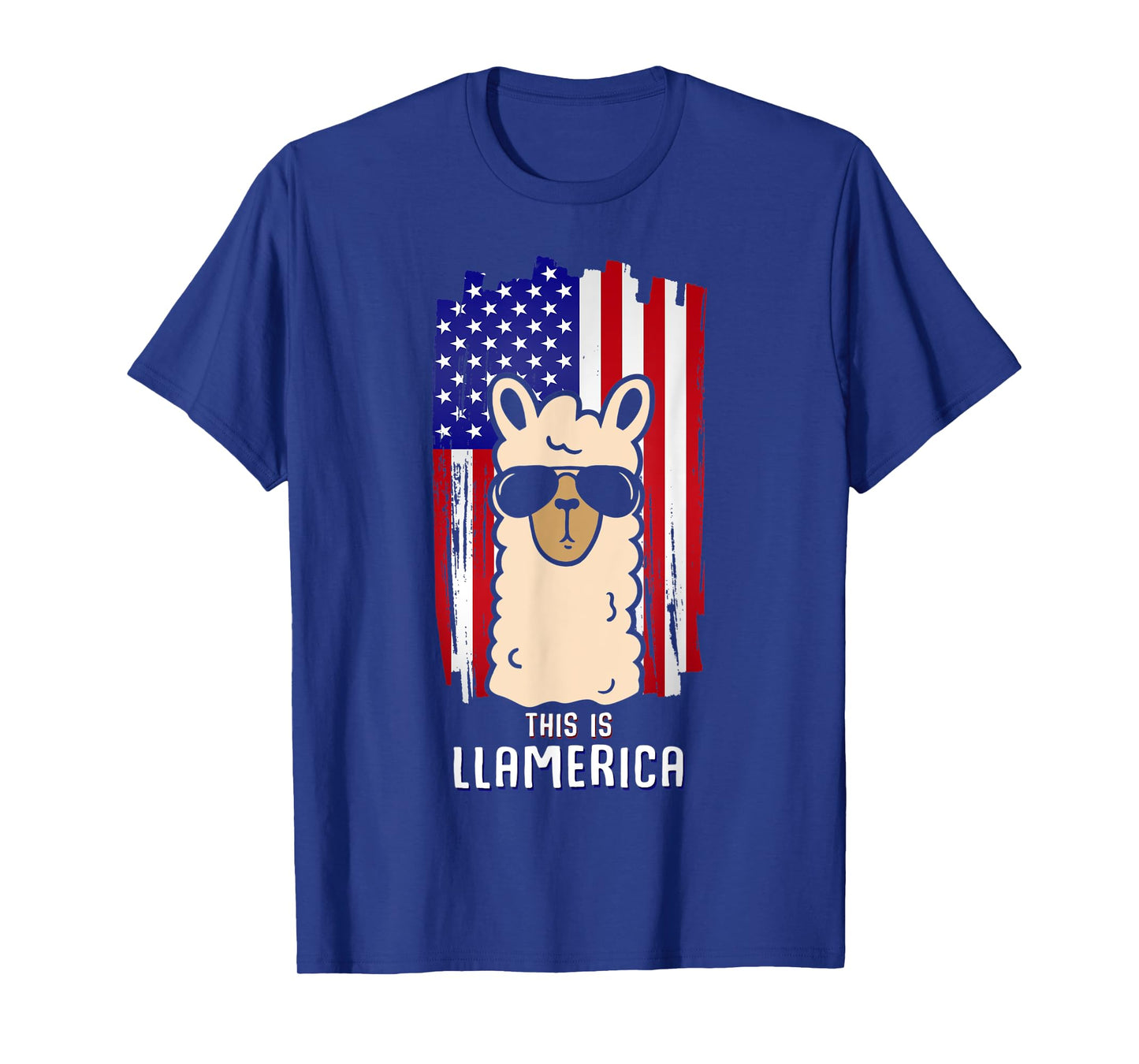 Llama Alpaca Llamerica 4th of July Llama Sunglasses USA Flag Women Kids Men T-Shirt