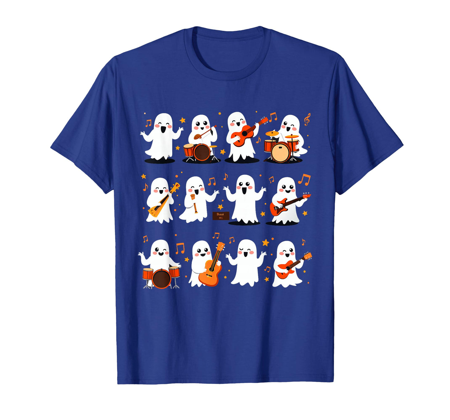 Halloween Ghost Music Teacher Playing Instruments T-Shirt