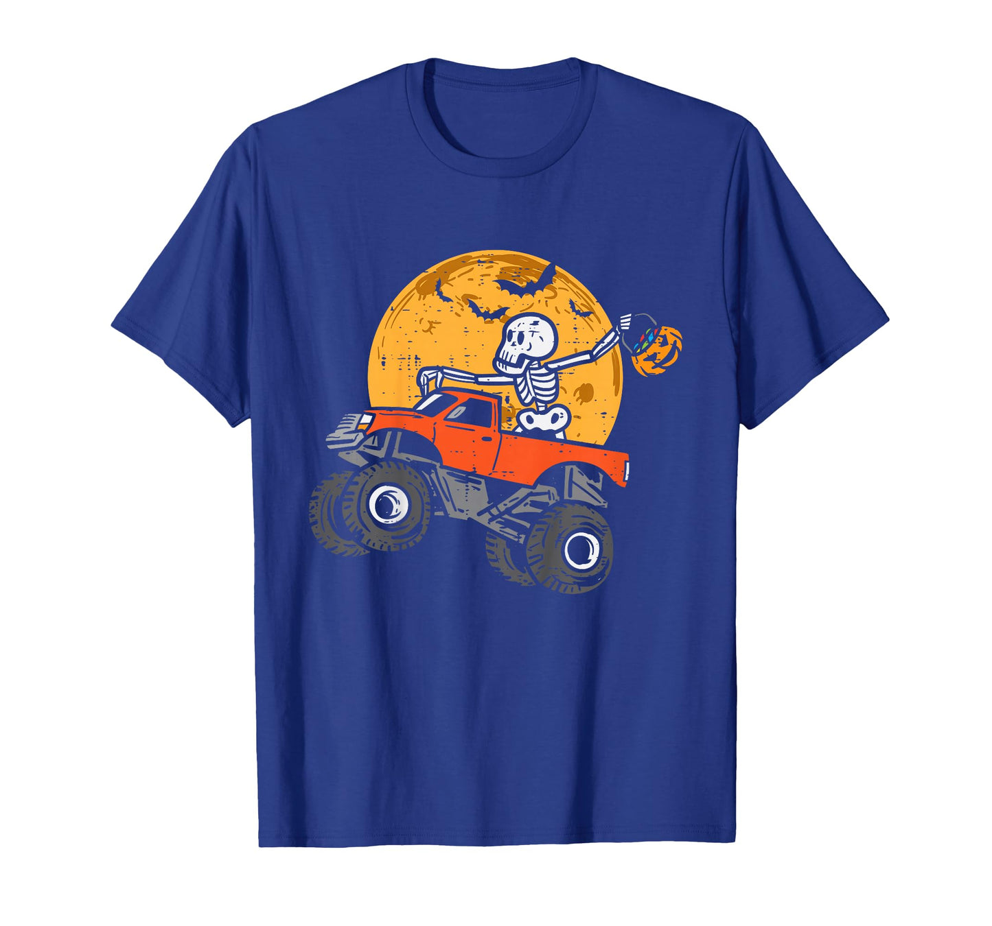 Kids Skeleton Monster Truck Moon Candy Toddler Boys Halloween Kid T-Shirt