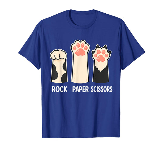 Rock Paper Scissors Hand Game Cute Paw Funny Cat T-Shirt for Men Women Kids