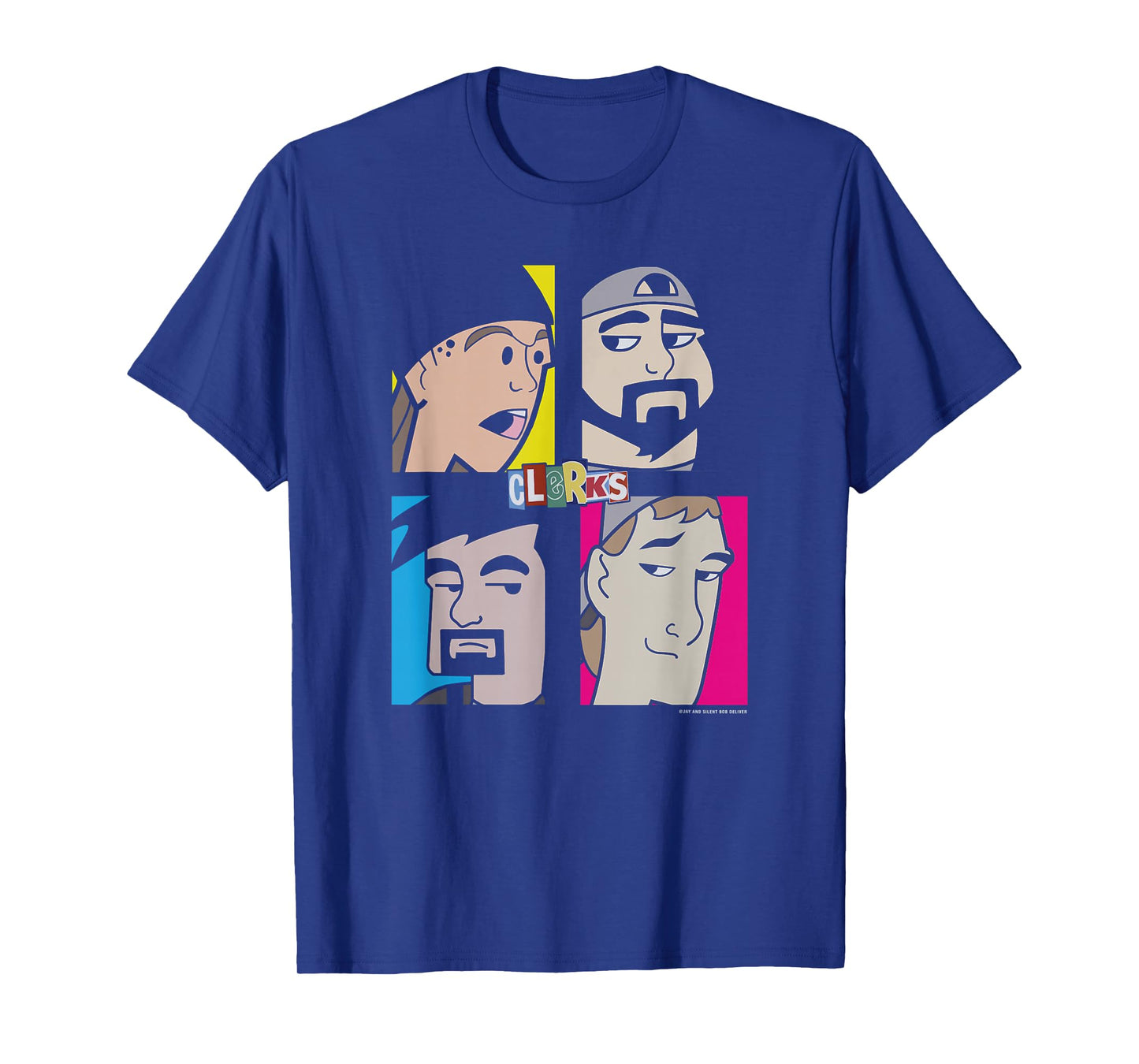 Jay & Silent Bob Clerks Group Shot Cartoon Character Panels T-Shirt