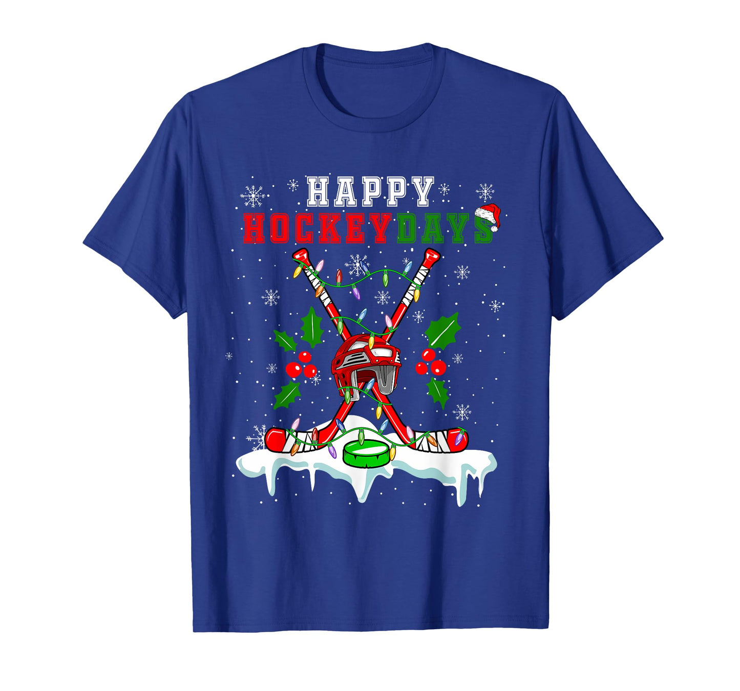 Happy Hockey Xmas Days Ice Hockey Equipment Player Family T-Shirt
