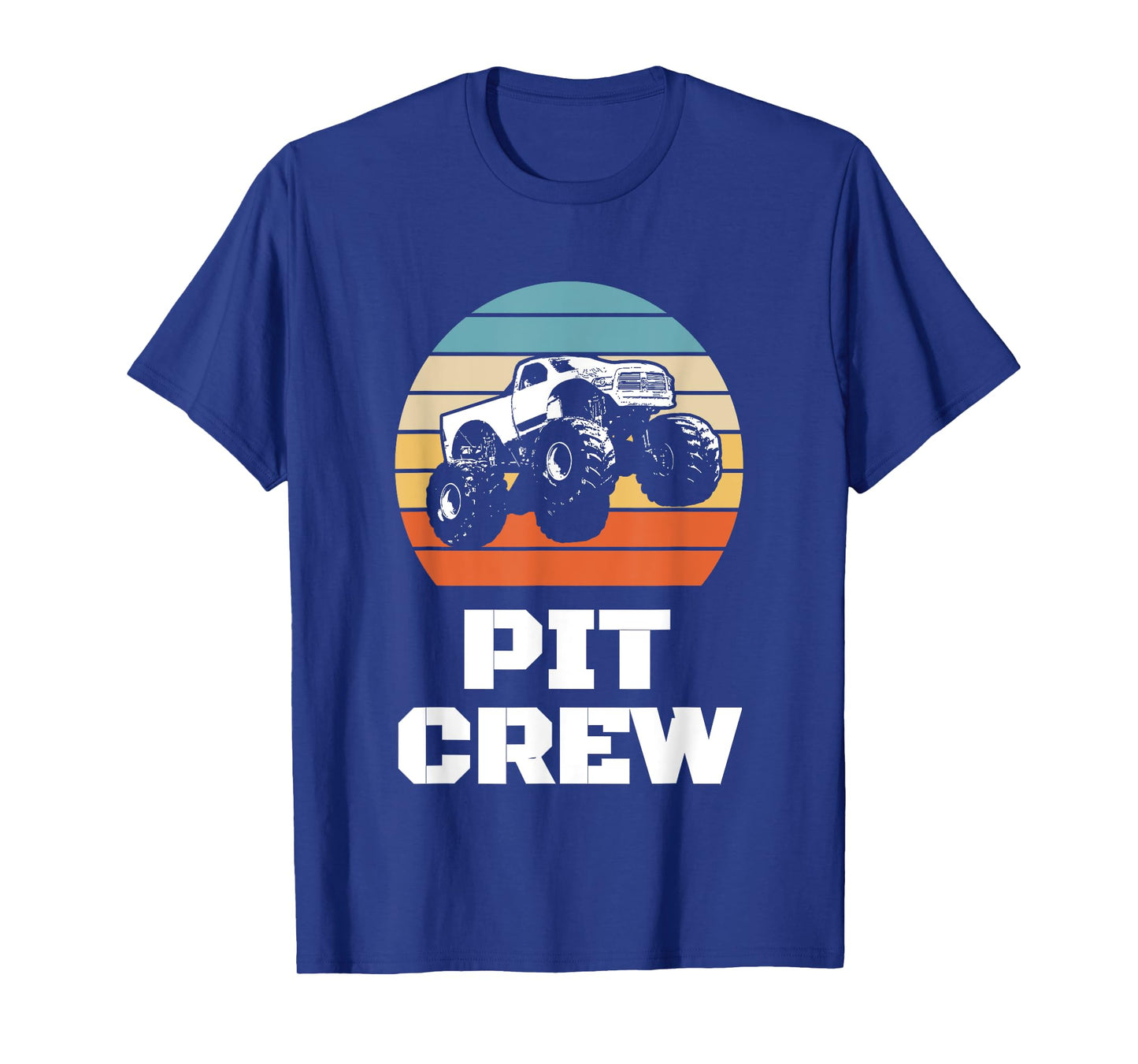 Pit Crew Monster Trucks Happy Sunset Retro Theme T-Shirt