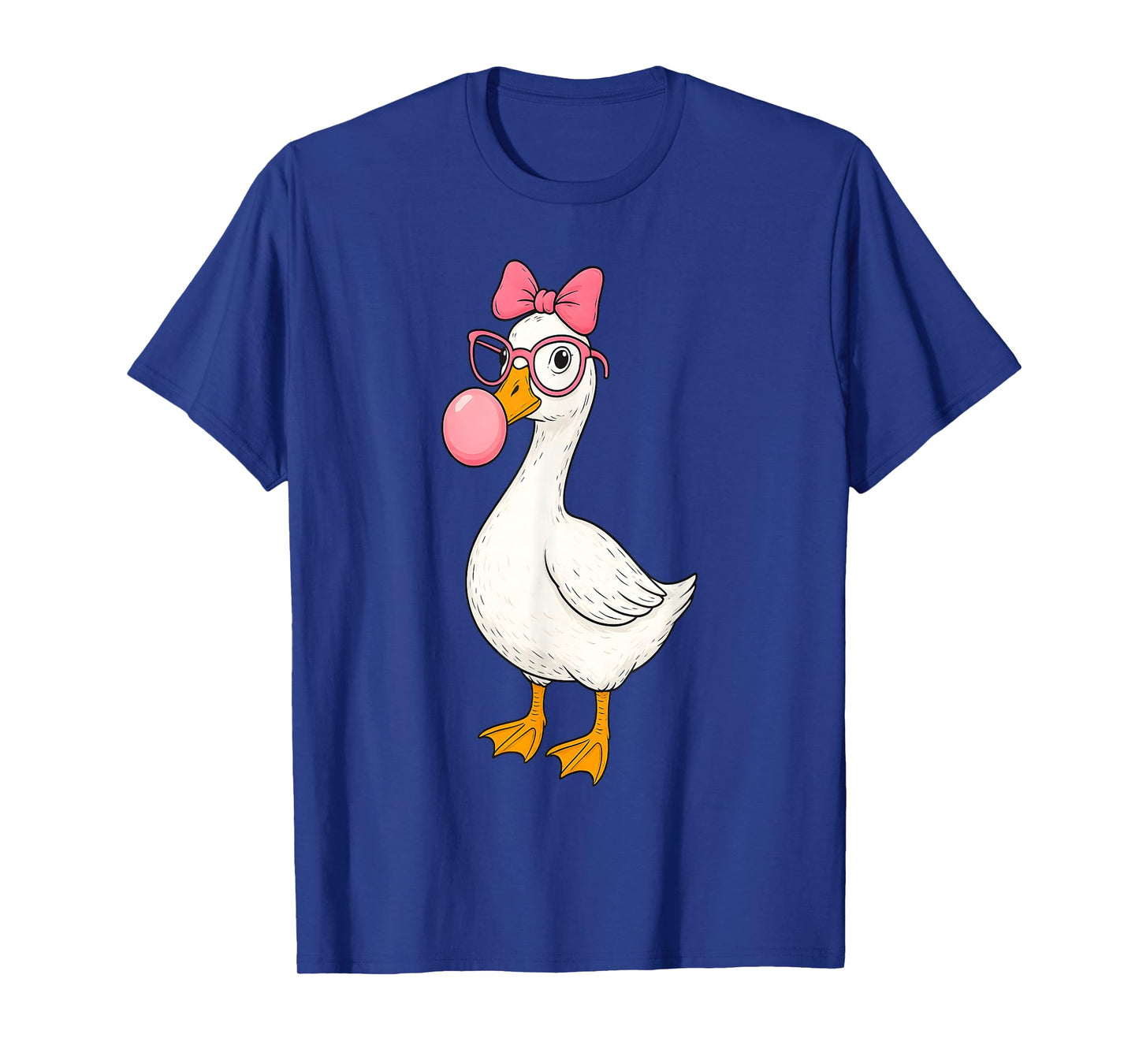 Cute Goose with Glasses Bow and Bubblegum T-Shirt