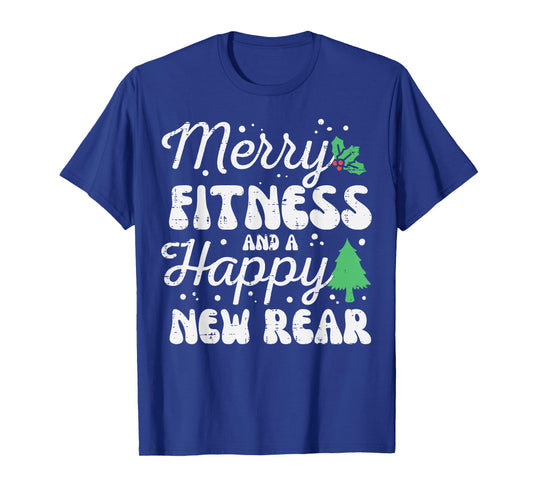 Christmas Merry Fitness Happy New Rear Xmas Workout Women T-Shirt