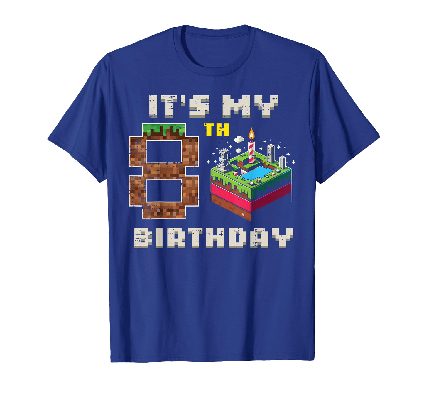 My 8th Birthday Pixel Game 8 Cake Video Gamer Boys Kid Youth T-Shirt