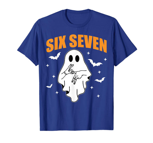 67 Meme Funny Ghost Halloween Haunted 6 7 Six Seven Teen T-Shirt