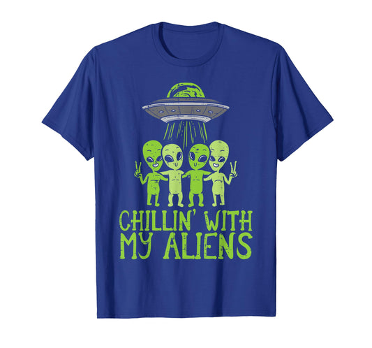 Chillin With My Aliens Group Toddler Boys Halloween Kids T-Shirt