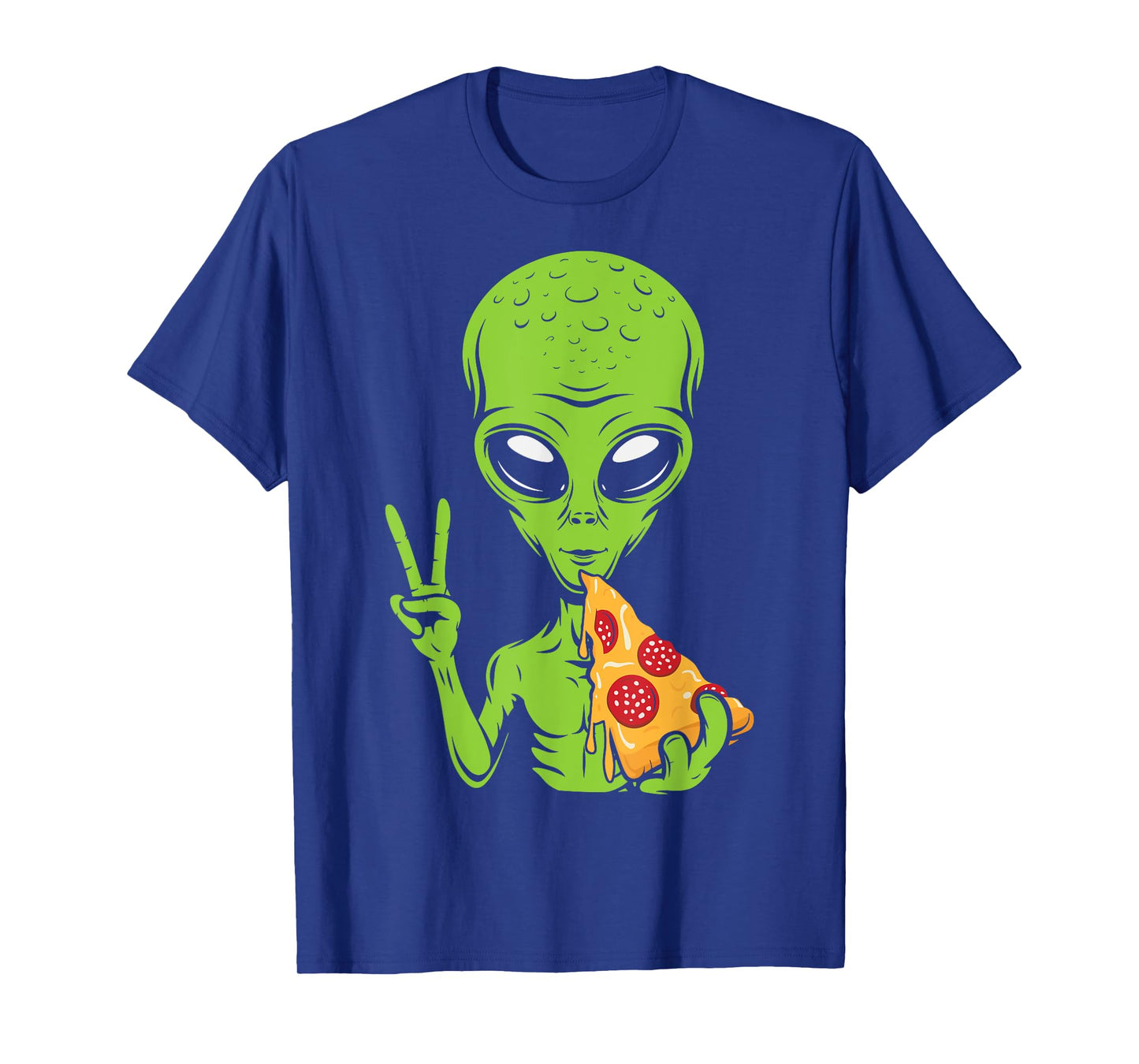 Funny Alien Head Eating Pizza UFO Extraterrestrial T-Shirt