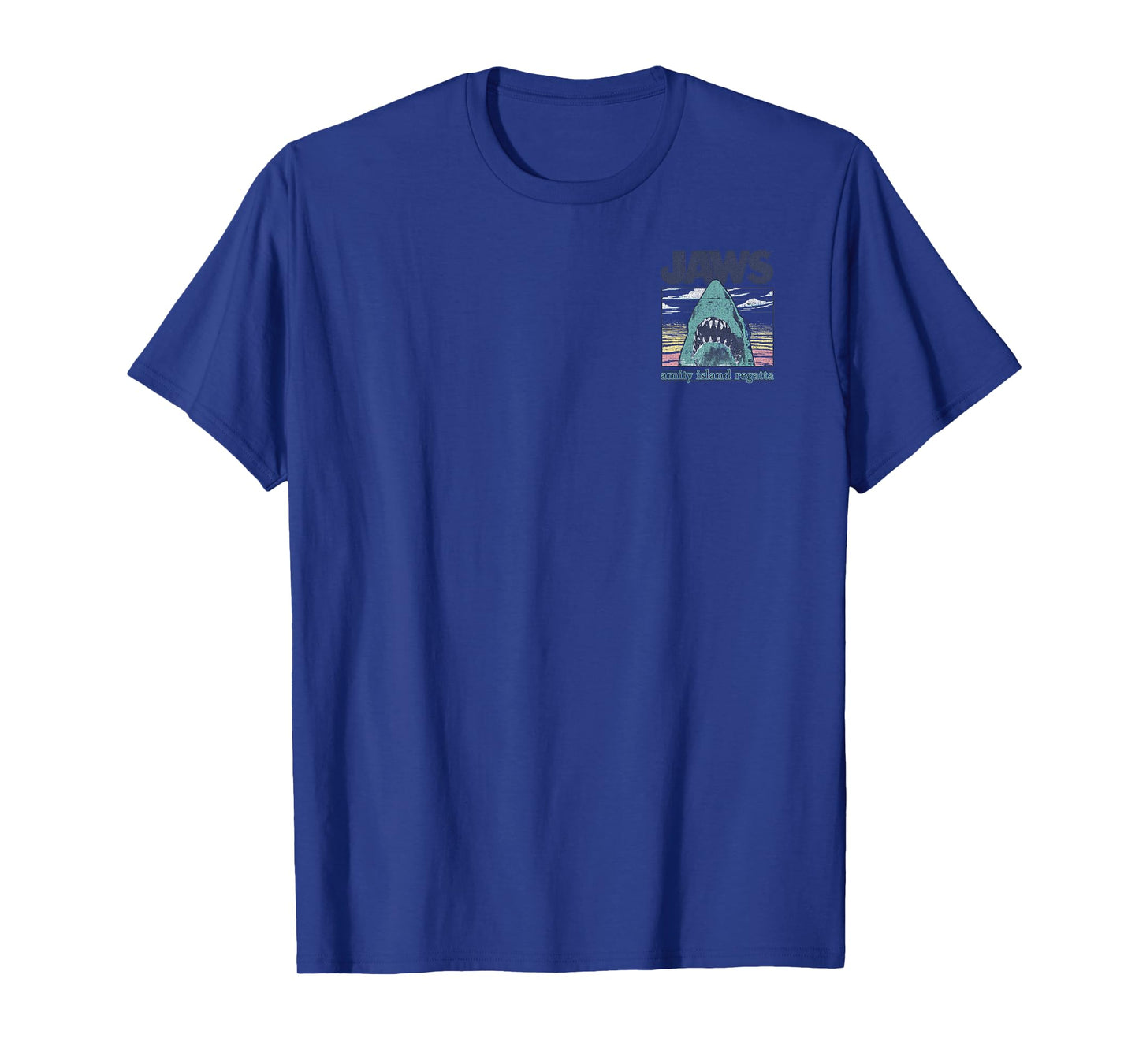 Jaws Amity Island Regatta Chest Back Boat Graphic T-Shirt T-Shirt