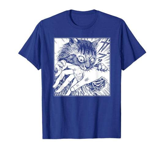 Cat Bite, Japanese Horror Anime, Creepy Cat T-Shirt for Men Women