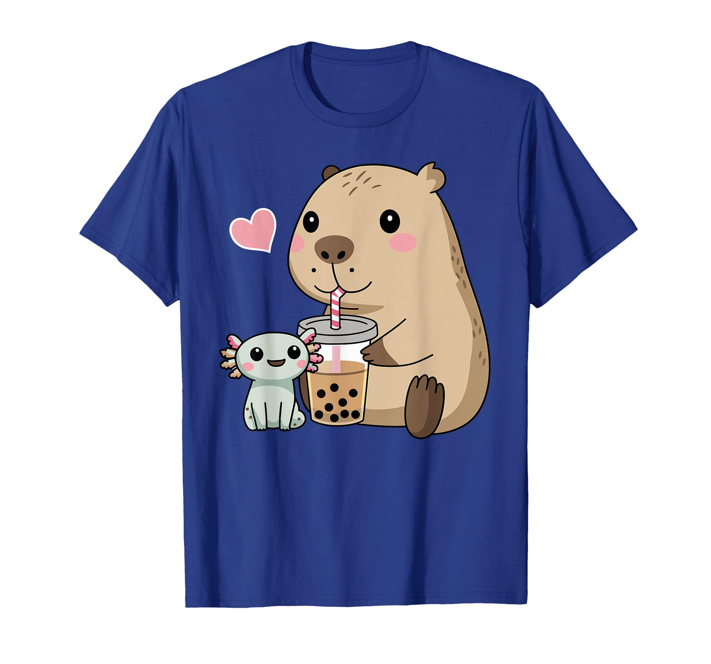 Cute Axolotl Lover Capybara Kawaii Anime Drinking Bubble Tea T-Shirt