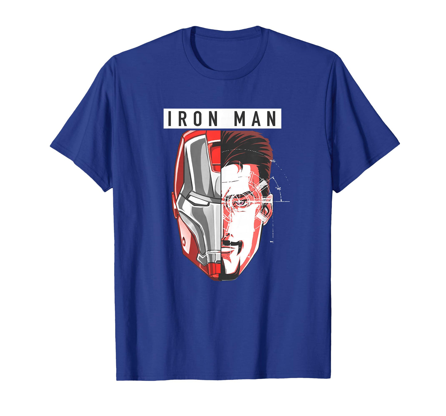 Marvel Comics Retro Classic Iron Man Tony Stark Split Face T-Shirt