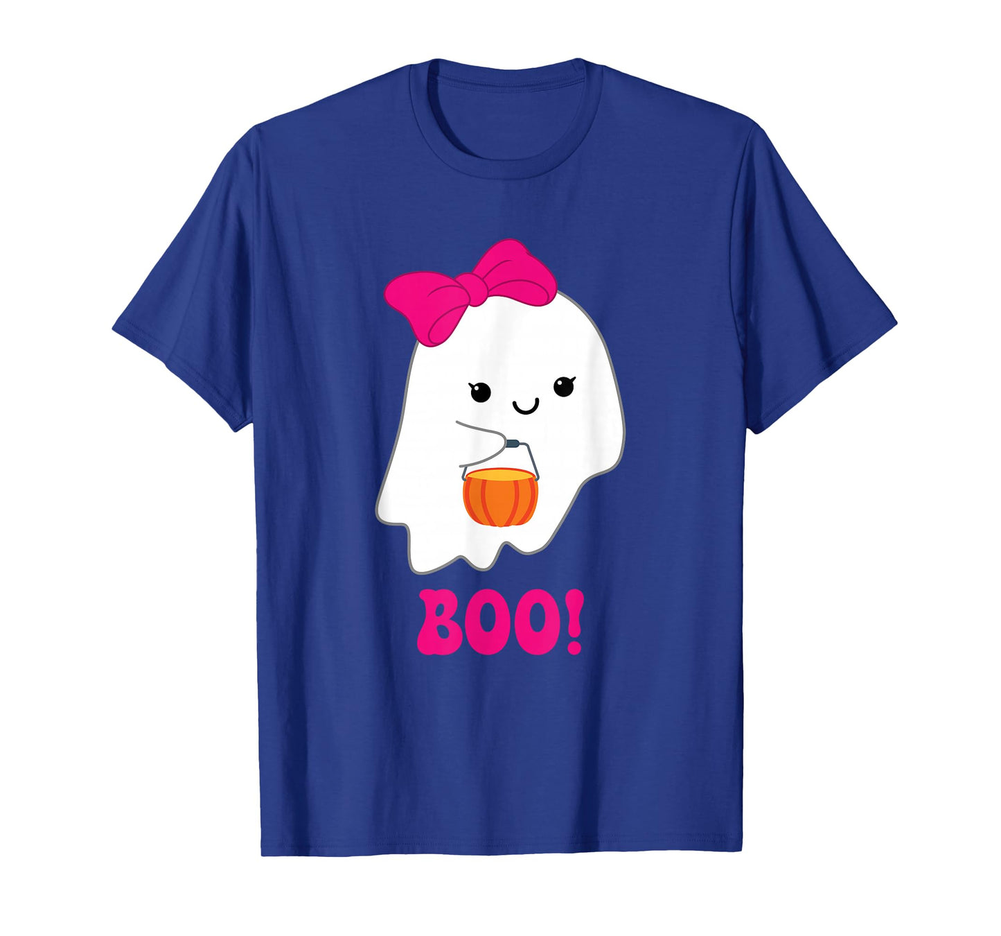 Cute Spooky Ghost Girl Pink Bow Halloween Costume T-Shirt