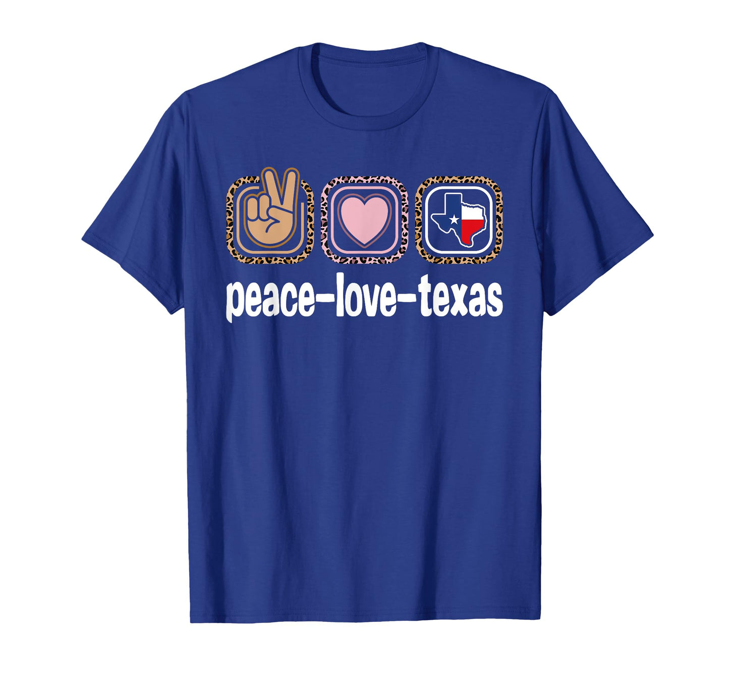 Texas Leopard Print Texas Women Girls Kids Peace Love Texas T-Shirt