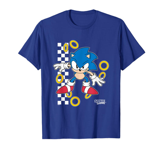 Sonic The Hedgehog Ready For Action Golden Rings Retro Shot T-Shirt