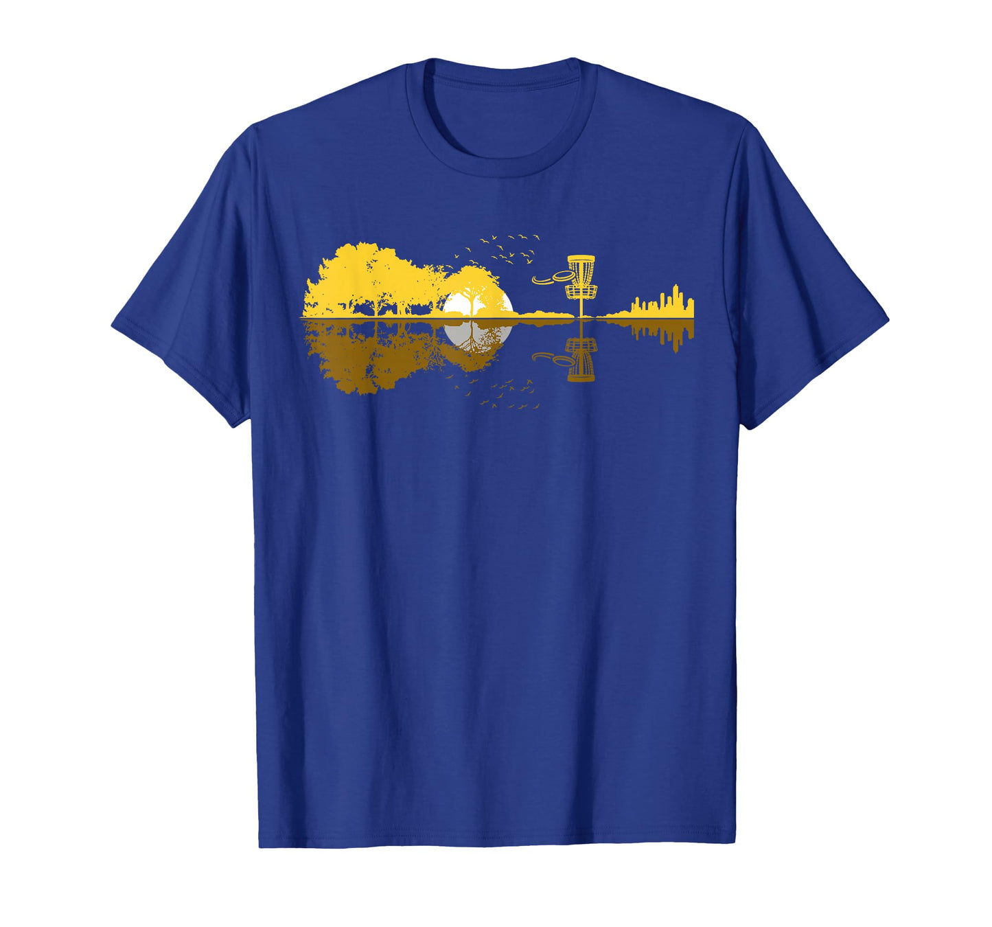 Disc Golf Sunset Guitar Guitarist Player Golfing Frisbee Dad T-Shirt