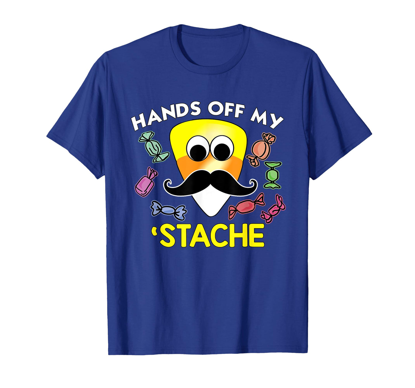 Funny Halloween Hands Off My Stache CandyCorn Mustache Shirt T-Shirt
