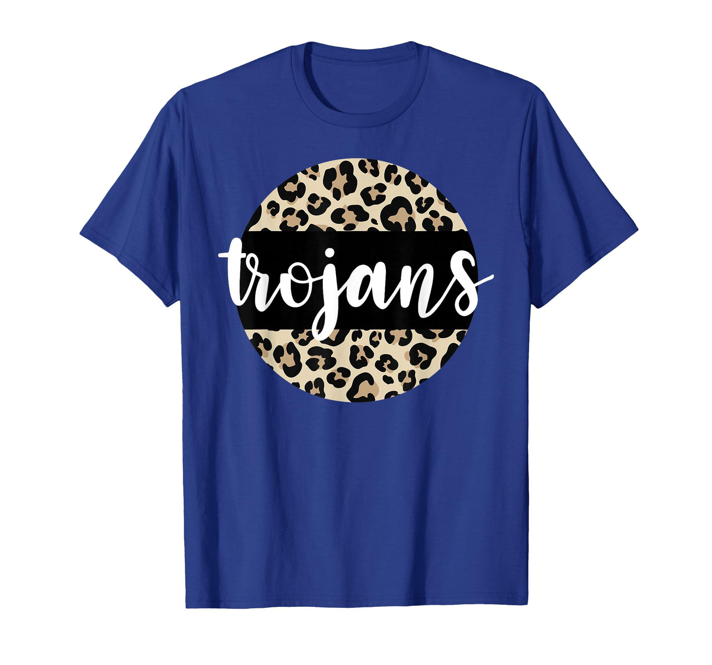 Leopard Print Trojans Team Mascot School Spirit Game Night T-Shirt