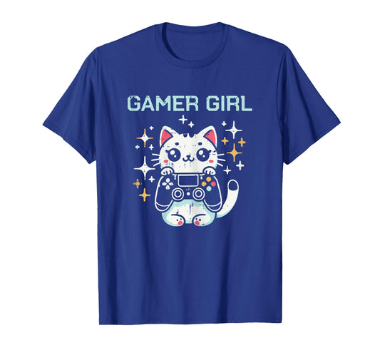 Gamer Girl Cat Kitten Cute Gaming Kitty Girls Kids Women T-Shirt