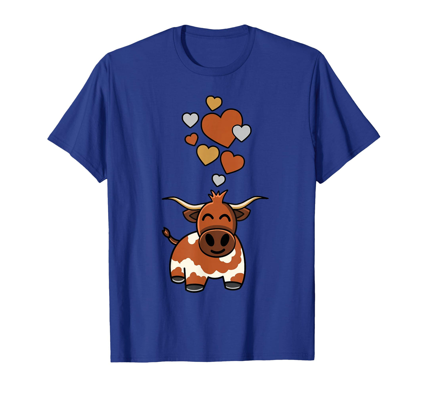 Cute Longhorn Cow With Hearts T-Shirt