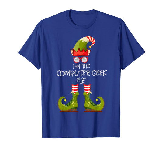 I'm The Computer Geek Christmas Elf With Hat Shoes Glasses. T-Shirt