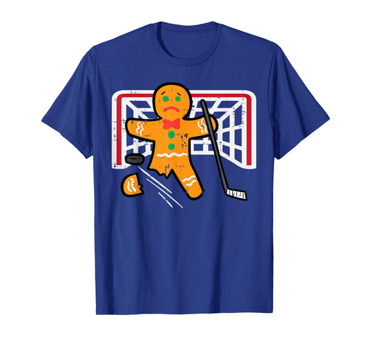 Christmas Gingerbread Man Ice Hockey Fun Xmas Men Boys Kids T-Shirt