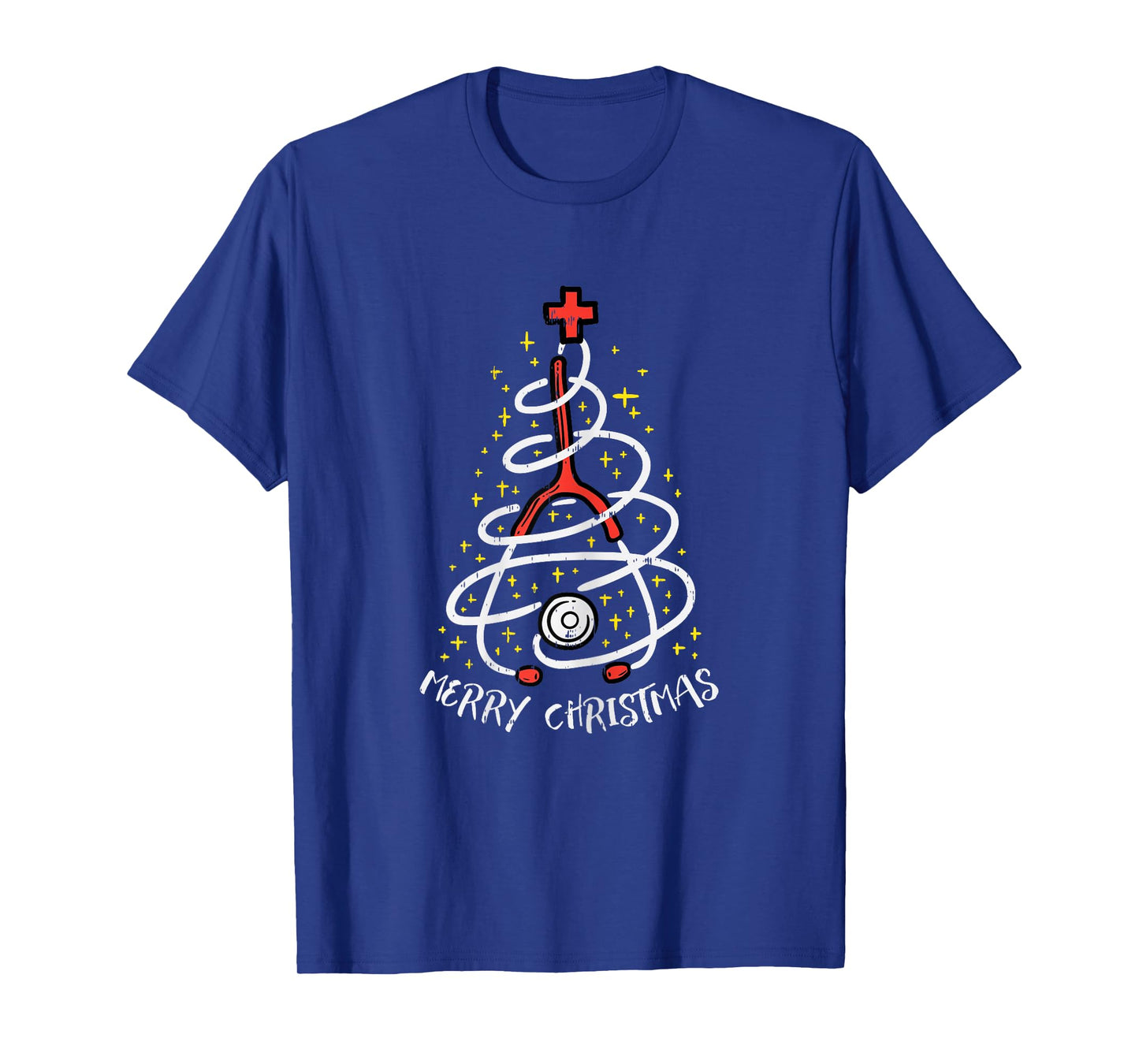 Merry Christmas Nurse Xmas Scrub Top Women Stethoscope T-Shirt