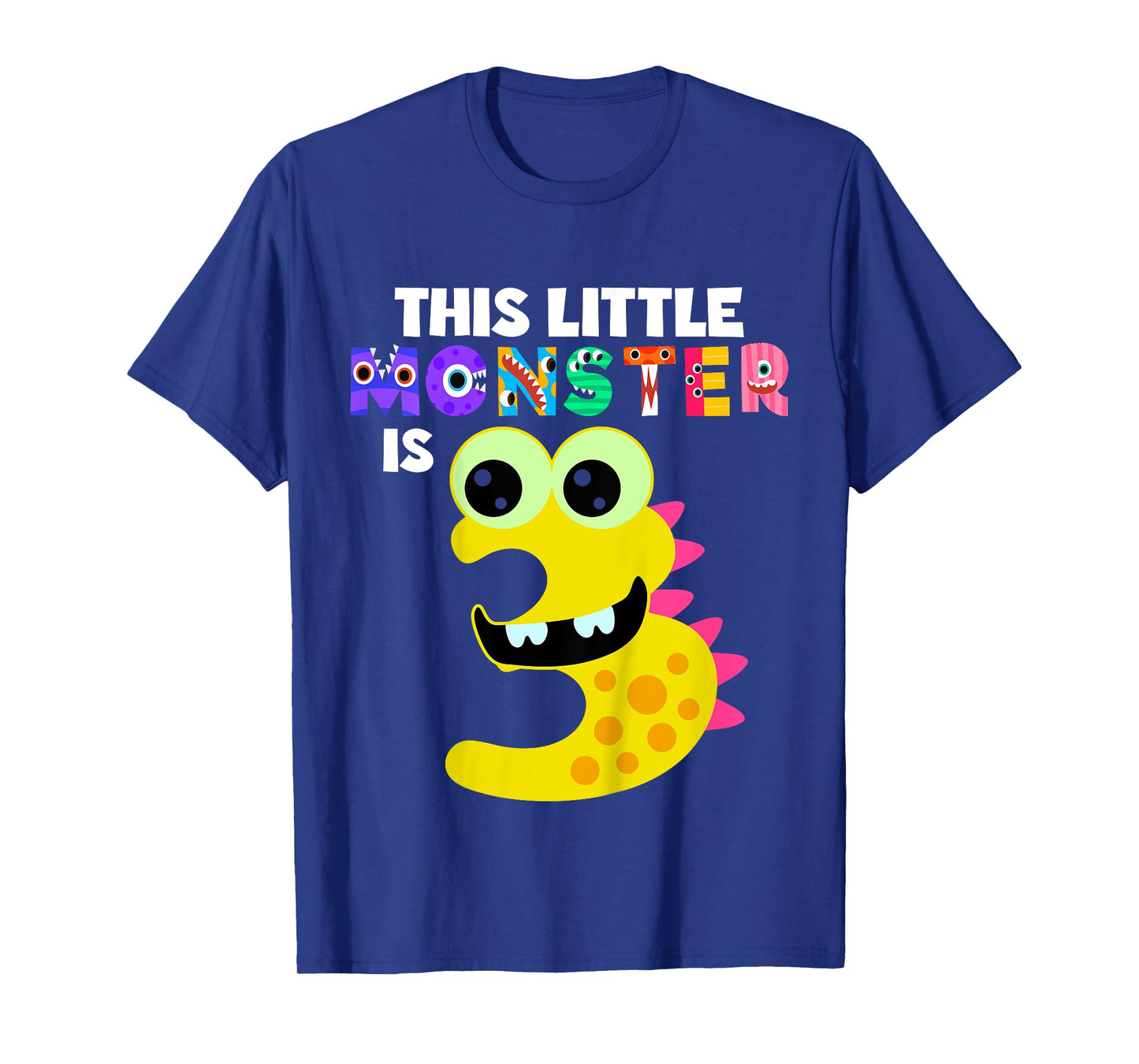 Kids This Little Monster is 3 Three Years Old 3rd Birthday Party T-Shirt