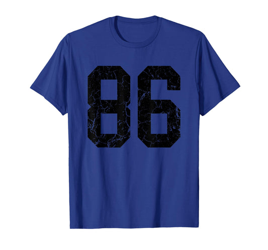 Distressed Black Number 86 Jersey Player Uniform #86 Fan T-Shirt