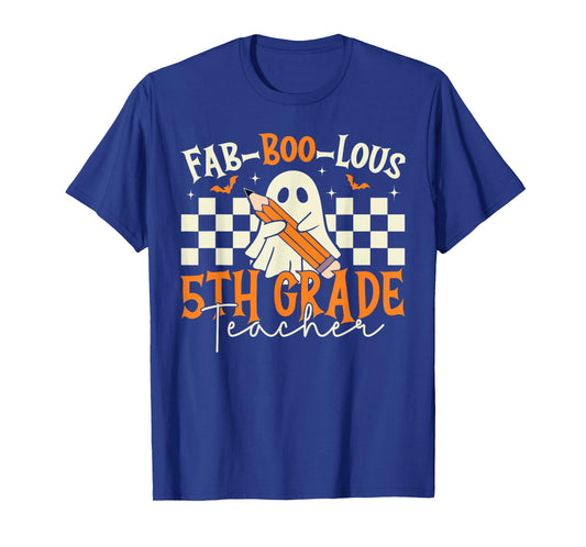 Fab Boo Lous 5th Grade Teacher Retro Ghost Spooky Halloween T-Shirt