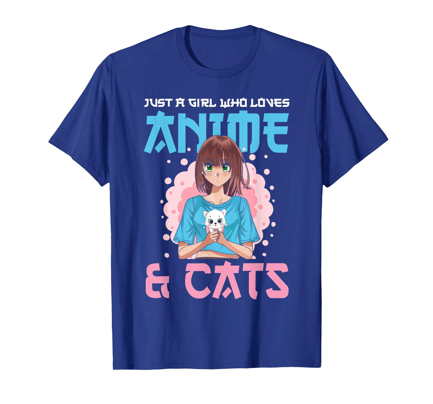 Just A Girl Who Loves Anime and Cats Cute Cat Lover Teens T-Shirt