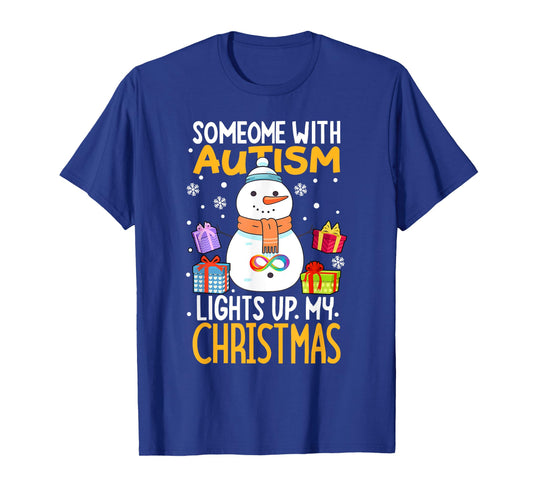 Autism awareness funny Snowman Xmas decor Christmas lights T-Shirt