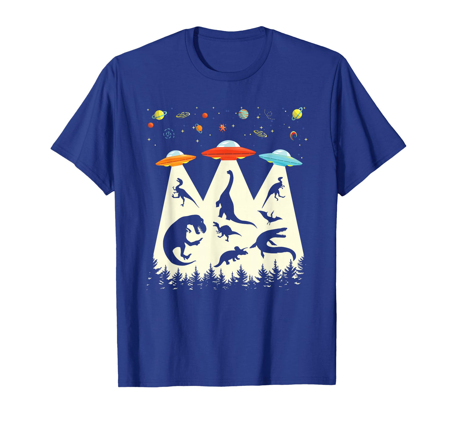 Funny Dinosaur UFO Lover Retro Vintage Alien Abduction T-Shirt